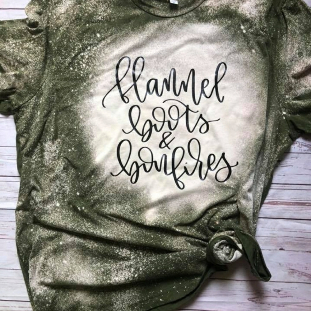 Bleached tee flannel boots and bonfires